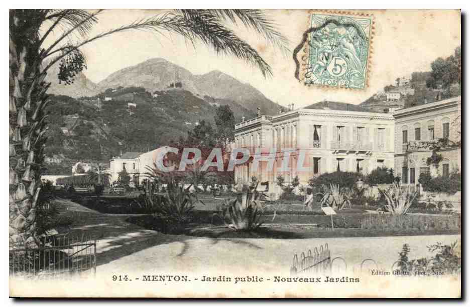 Menton - Jardin Public - Nouveaux Jardins - CPA 