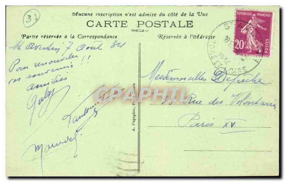 St Avertin - Restaurant Fouqueux - Les jardins - CPA  — Rückseite