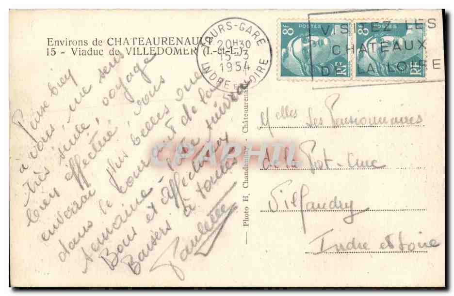 Environs de Chateaurenault - Viaduc de Villedomer - CPA  — Rückseite