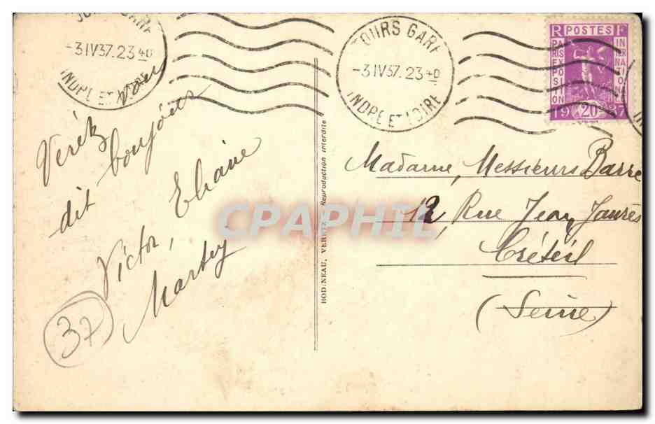 Veretz - Vue Generale - CPA  — Rückseite