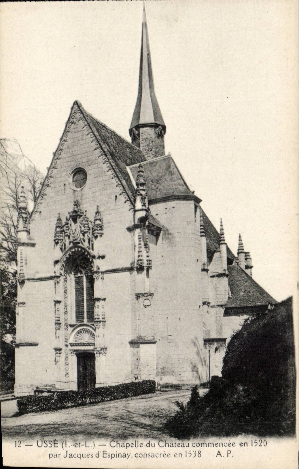 Usse - Chapelle du Chateau - commencee en 1520 par Jacques d'Espinay - CPA 