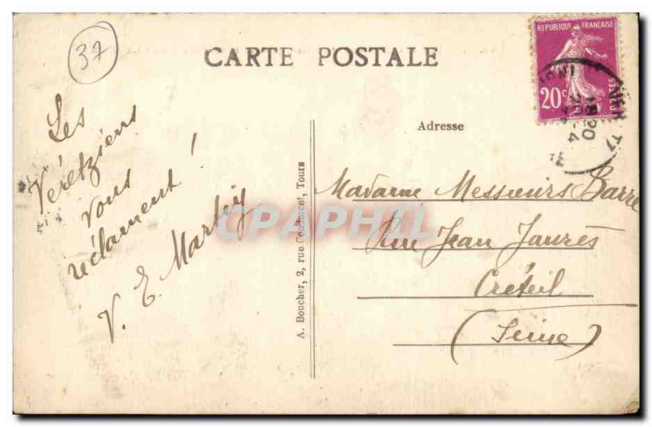 Veretz - Vue d'ensemble prise de la Rive droite du Cher - CPA  — Rückseite