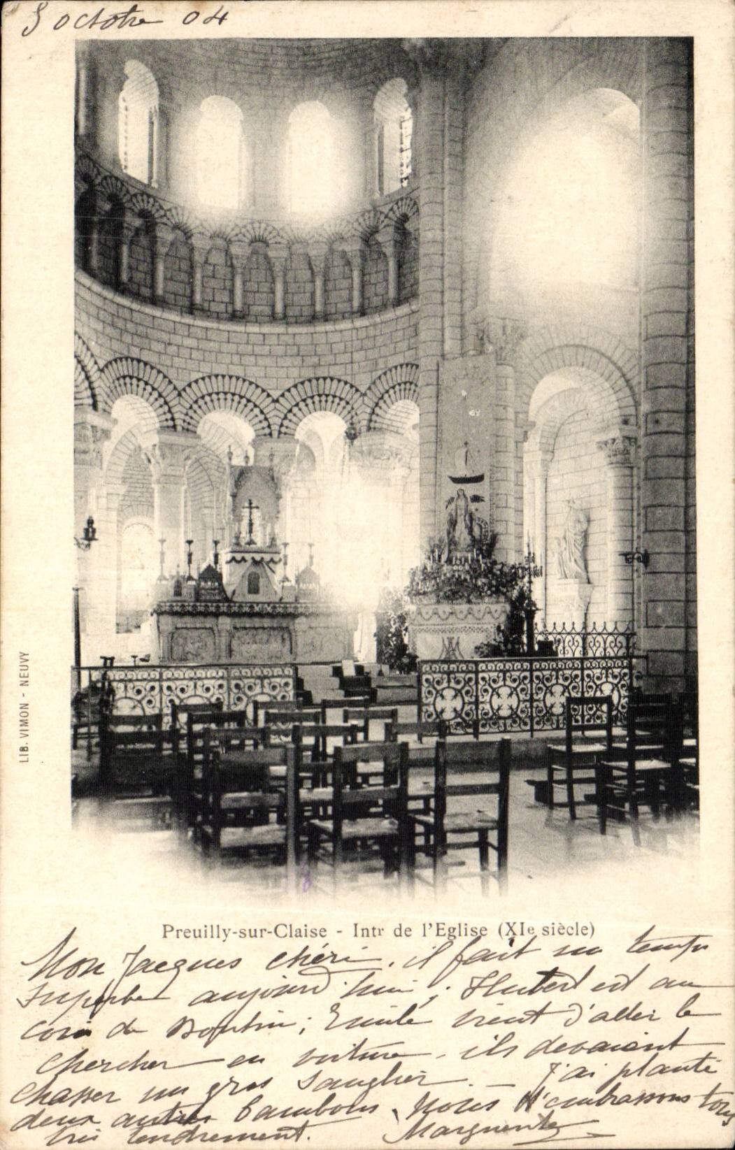 Preuilly sur Claise - Interieur de l'Eglise - CPA 