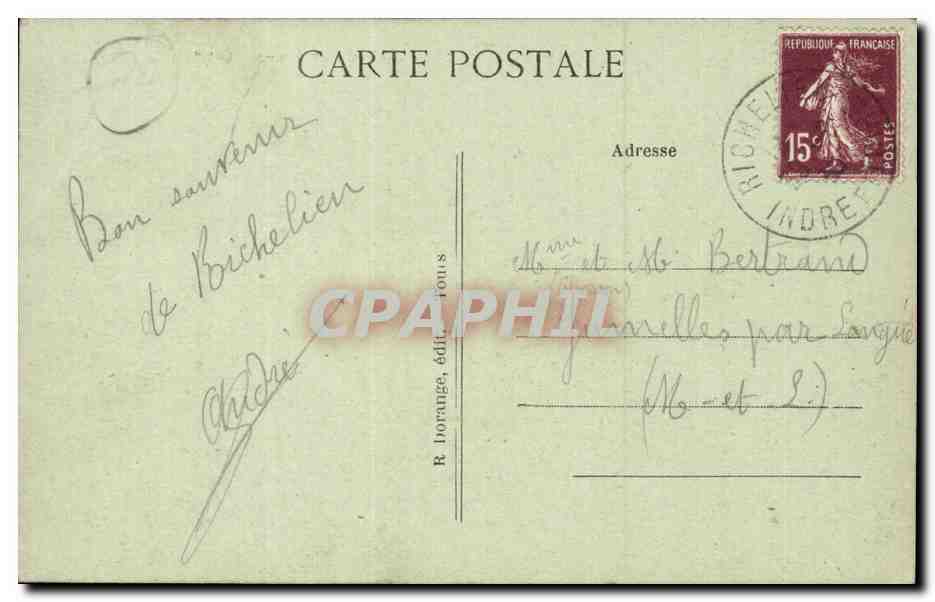 Richelieu - Le Canal - - CPA  — Rückseite
