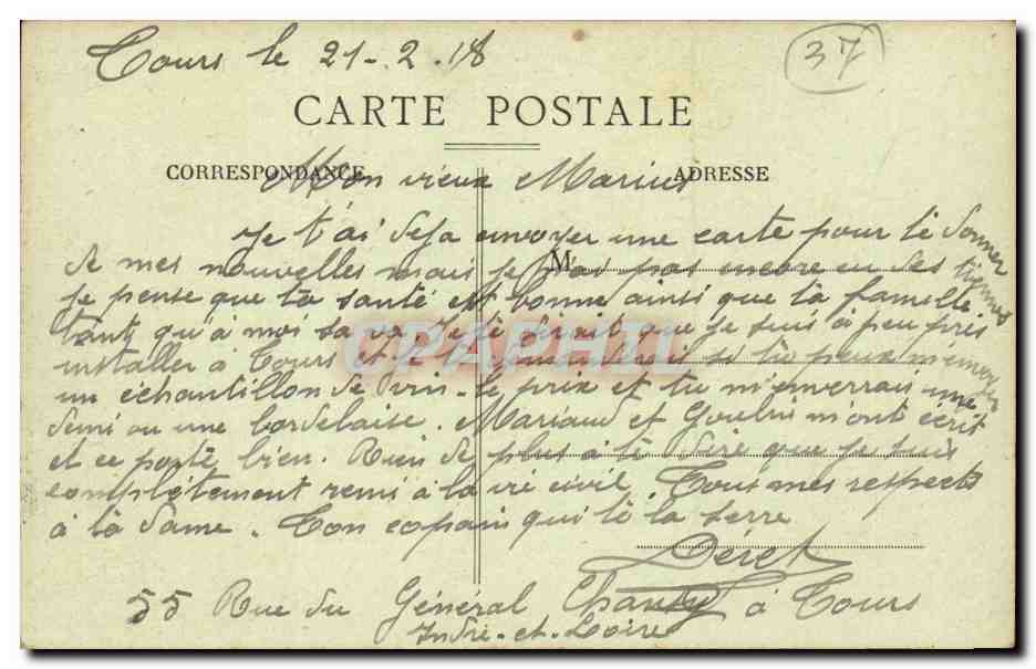 Tours - Place du Palais de Justice - CPA  — Rückseite