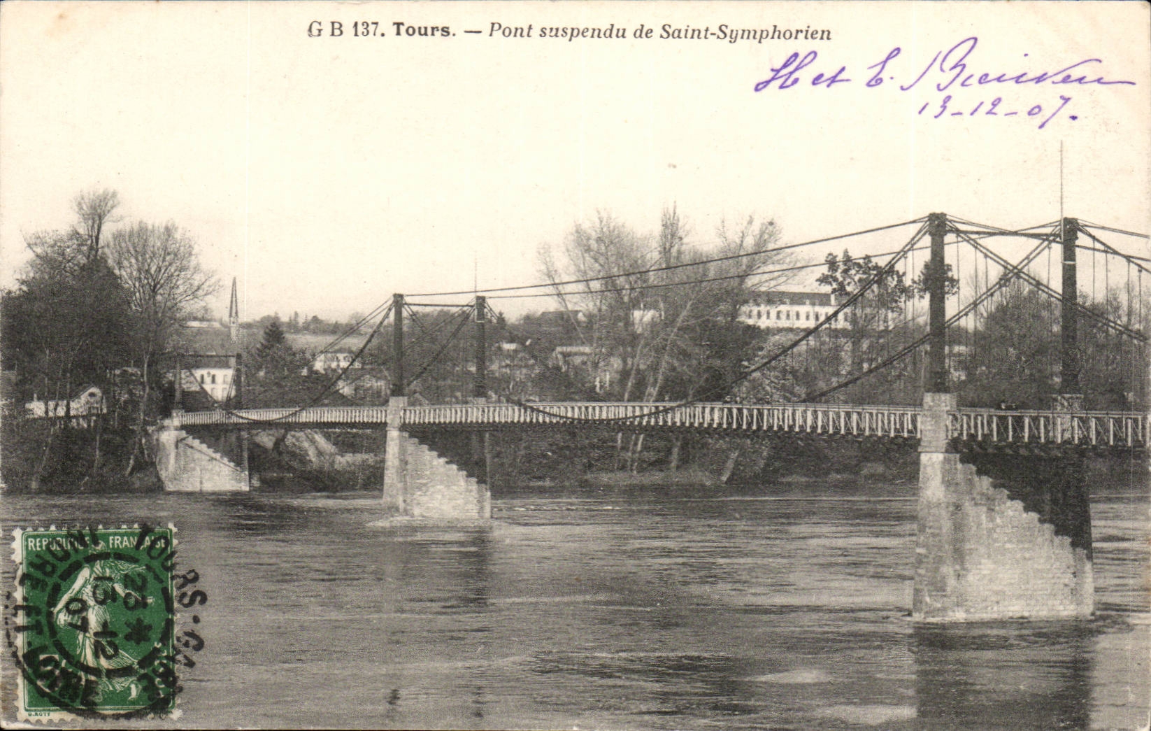 Tours - Le Pont Suspendu de Saint Symphorien - CPA 