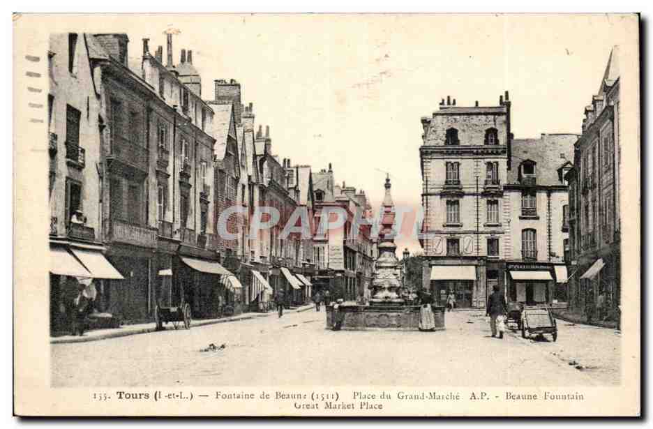 Tours - Fontaine Beaune - Place du Grand Marche - CPA 