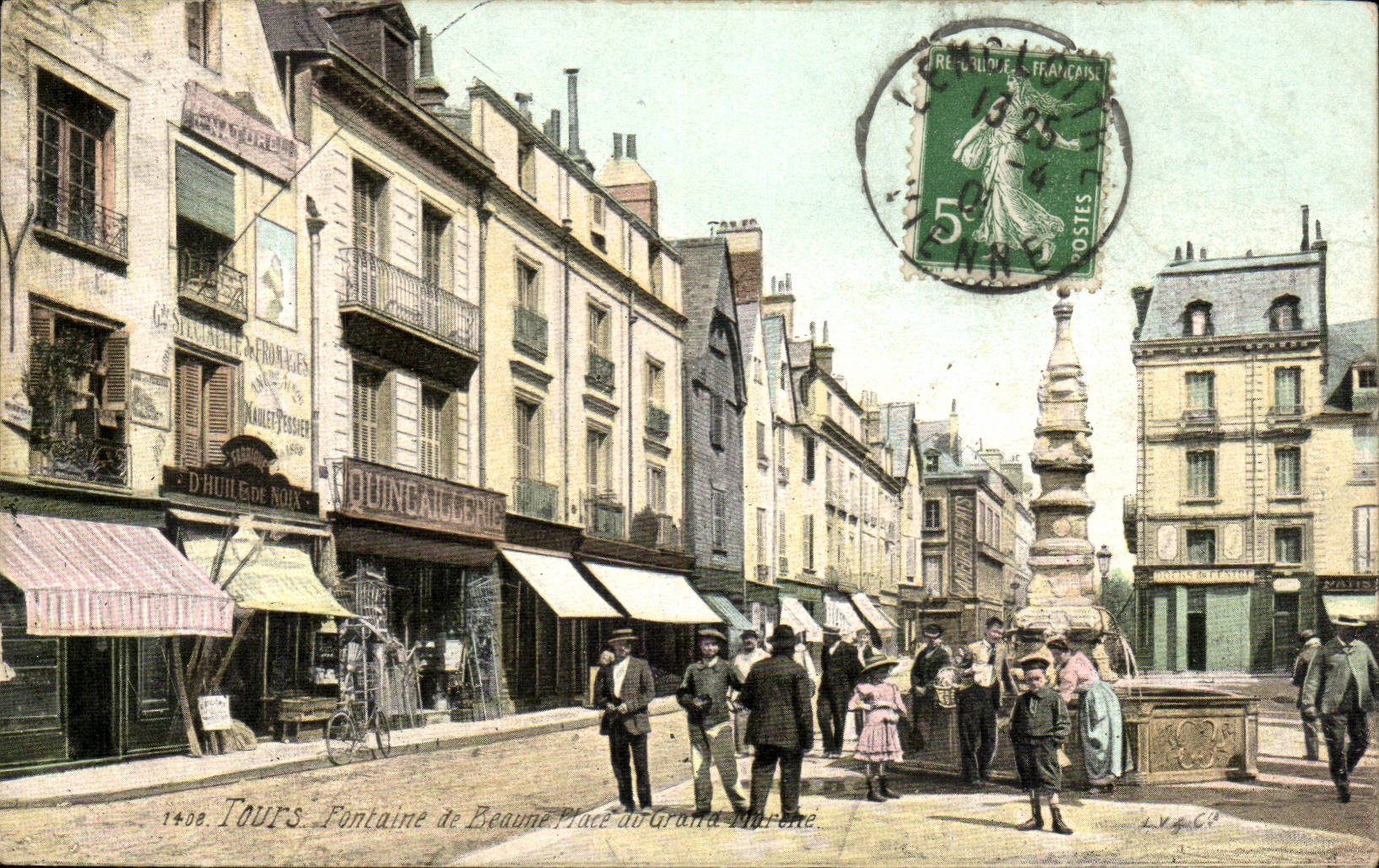 Tours. Fontaine de Beaune, Place du Grand Pré - Édition L.V.G. n°1408
