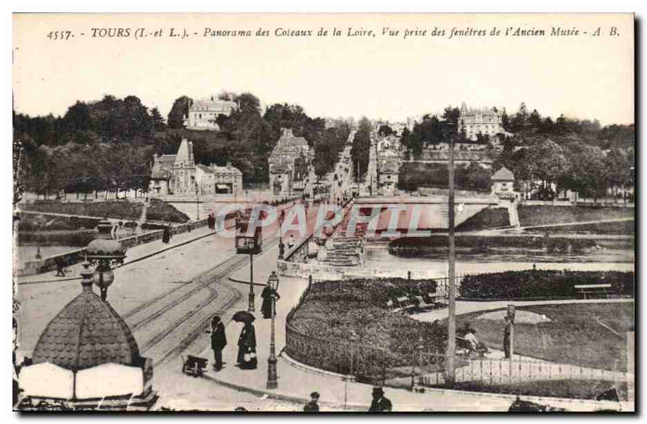Tours - Panorama des Coteaux de a Loire - Vue prise des fenetres de l'ancien Musee - CPA 