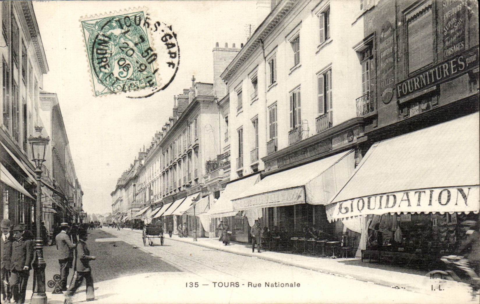 Tours - La Rue Nationale - Giouidation - CPA 