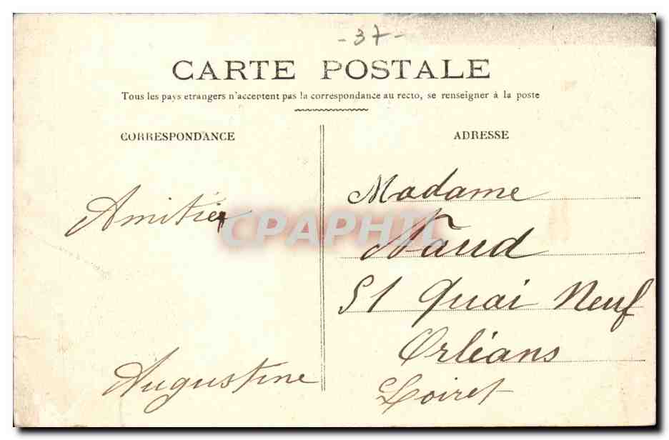 Tours. L'Hôtel de Ville — Éditeur Papeghiu, Dépose — n° de série non visible — Reverso