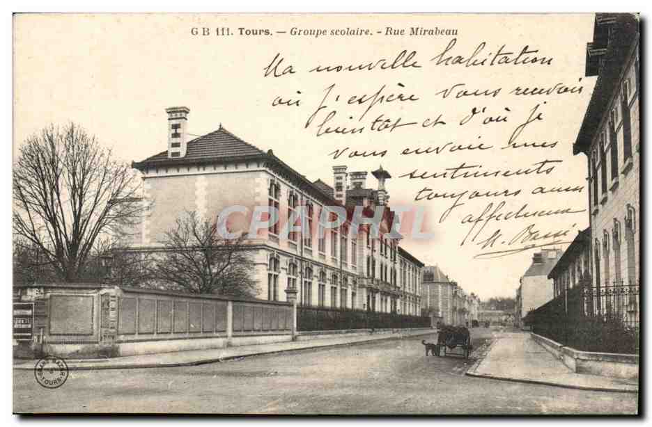 Tours - Groupe Scolaire - Rue Mirabeau - CPA 