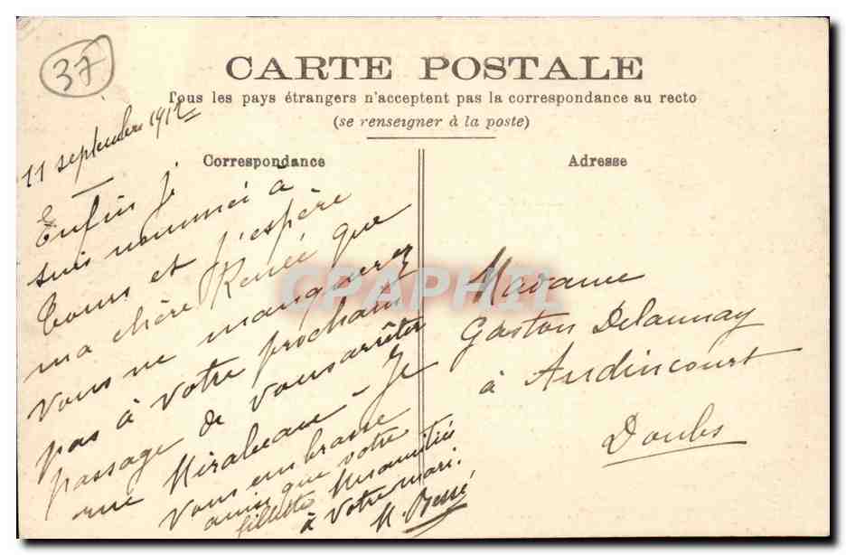 Tours - Groupe Scolaire - Rue Mirabeau - CPA  — Rückseite