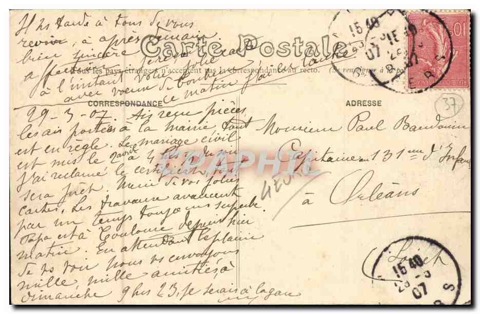 Tours - la gare vue prise de la prefecture - CPA  — Rückseite