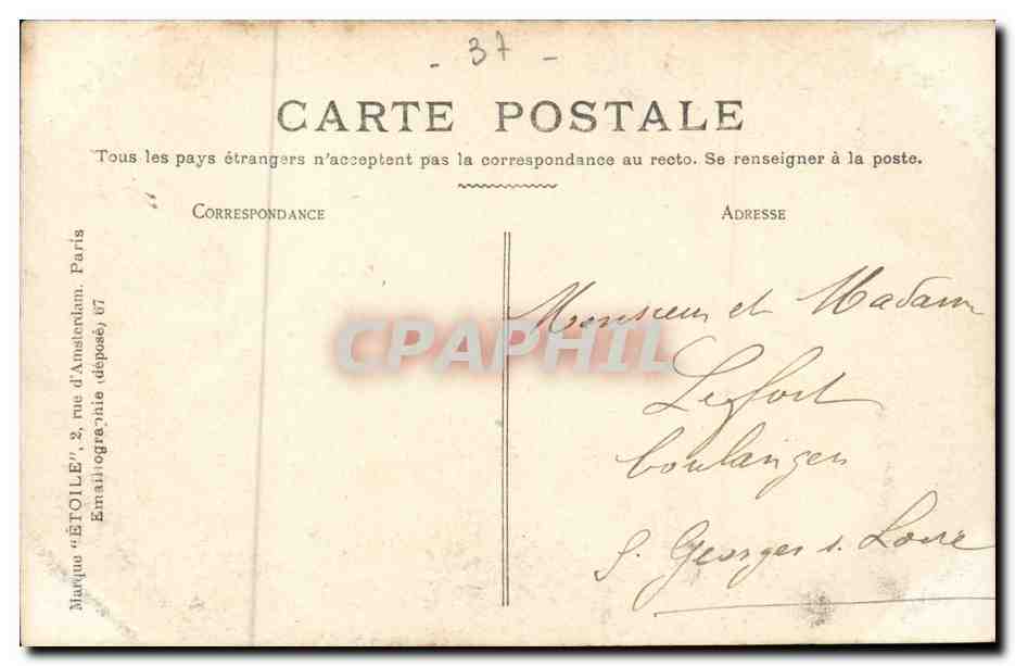 Tours - Vue d'ensemble - des Squares et du Pont - CPA  — Rückseite