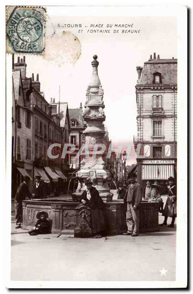 Tours - Place de Marche - Fontaine de Beaune - CPA 