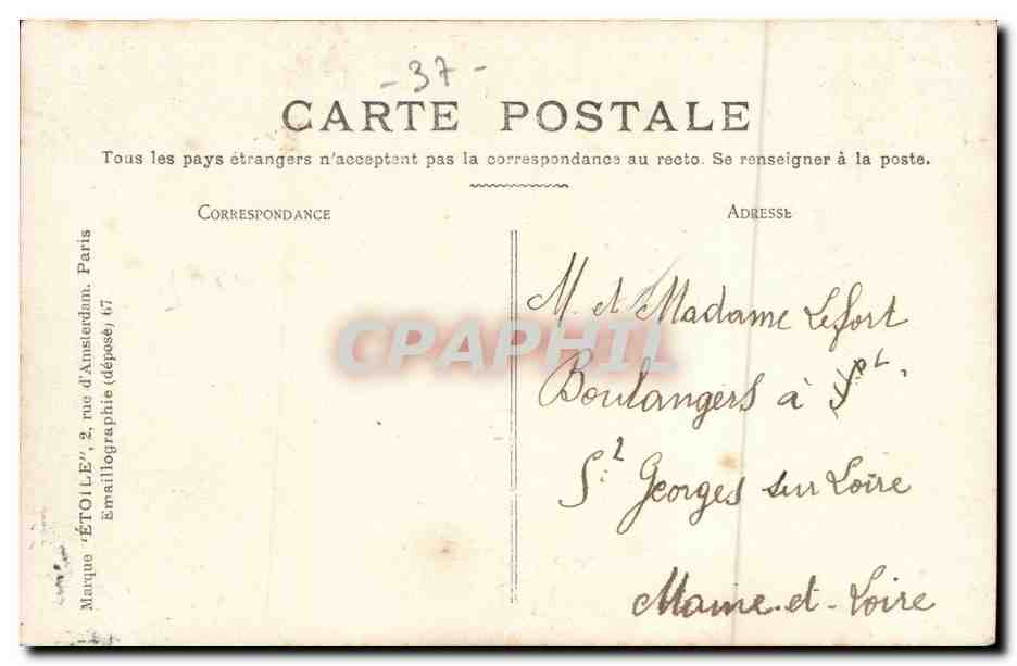 Tours - Place de Marche - Fontaine de Beaune - CPA  — Rückseite