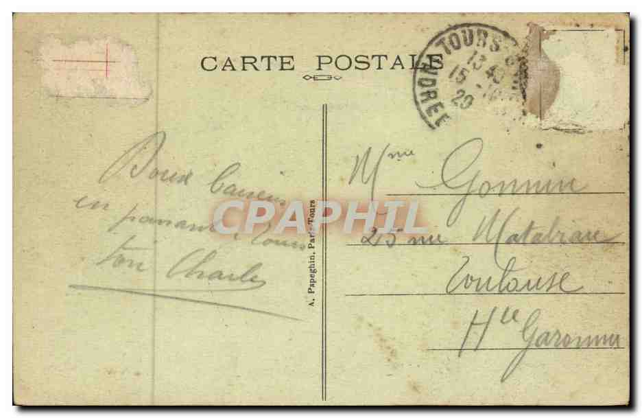 Tours - Le Grand Pont de Pierre pris vers Portillon - CPA  — Rückseite
