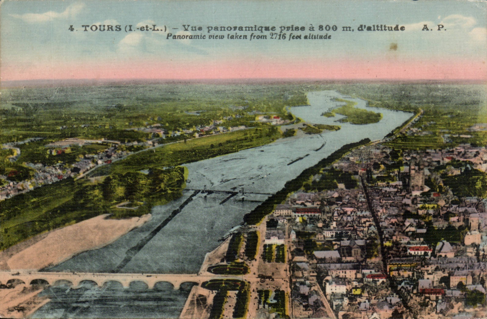 Tours - Vue Panoramique prise a 800 m d'alt - CPA 