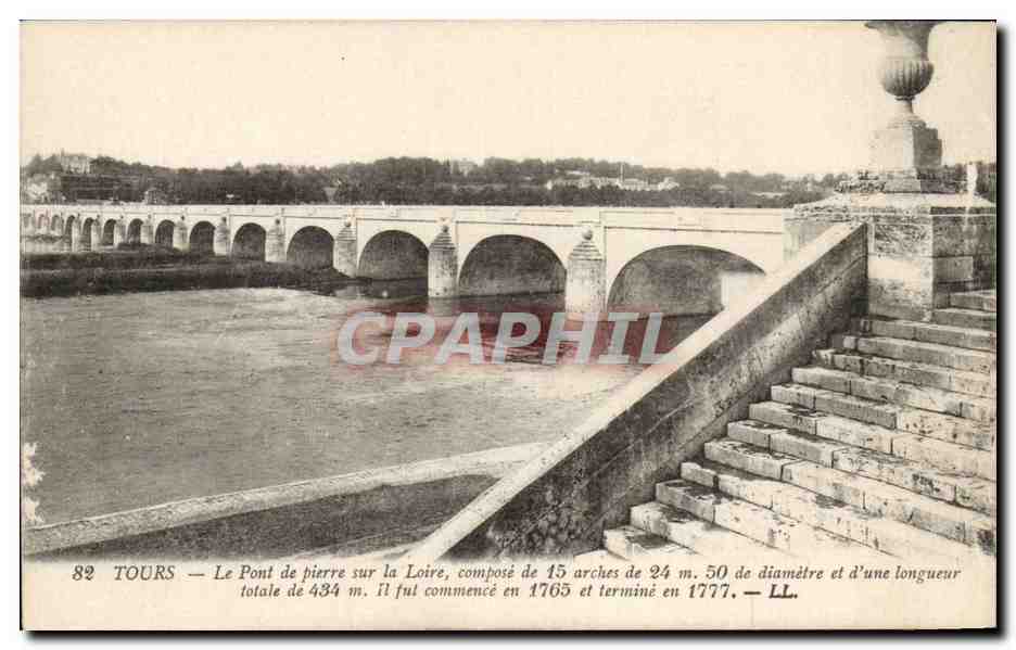 Tours - Le Pont de Pierr sur la Loire - bridge - CPA 