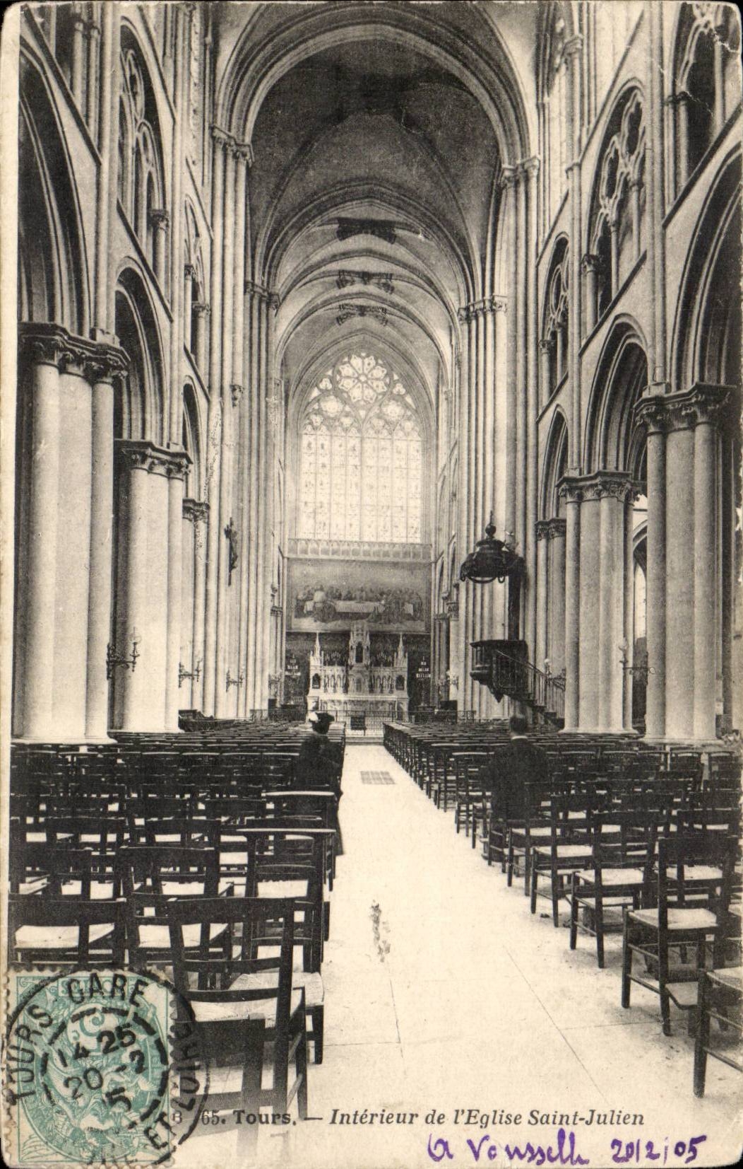 Tours - Interieur de l'Eglise Saint Julien - CPA 