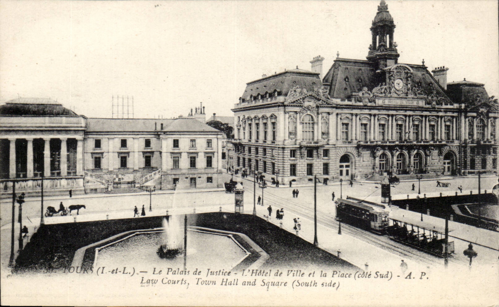 Tours - Le Palais de Justice - L'Hotel de Ville et la Place - CPA 
