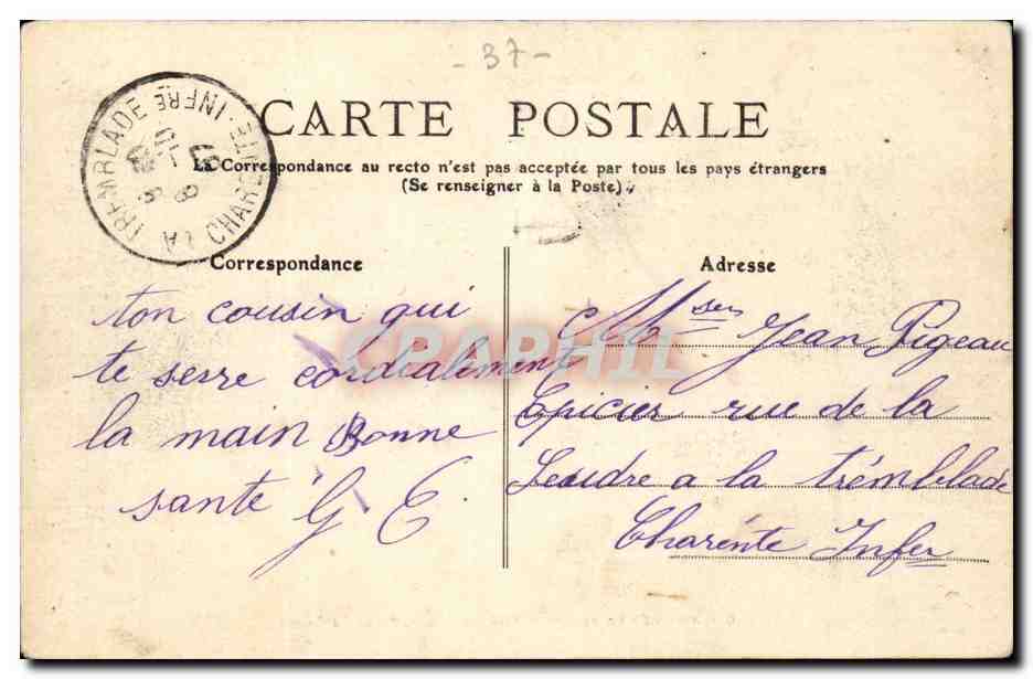Tours - Entree de la Rue National - Place du Palais - CPA  — Rückseite