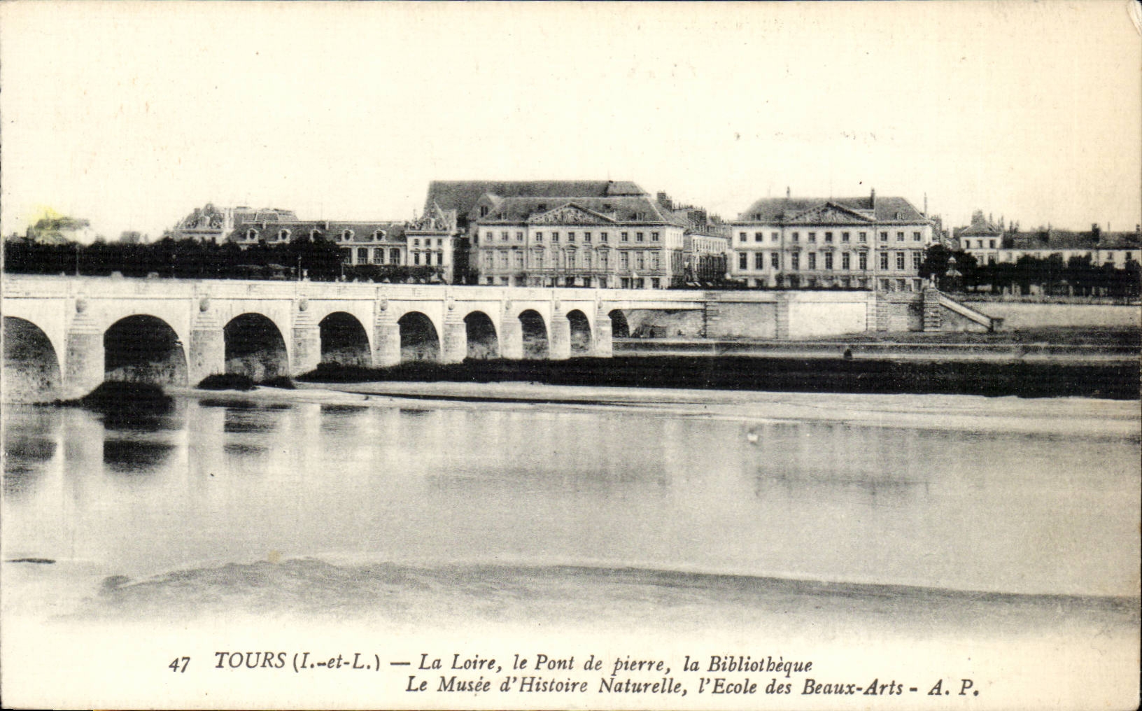 Tours CPA La Loire le pont de piere La bibliotheque (library)