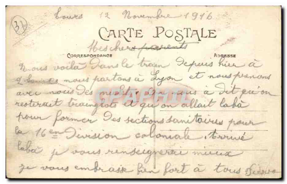 Tours CPA La gare — Rückseite