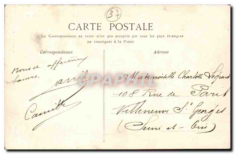 CPA Beaumont en VEron Chateau de Velor — Rückseite