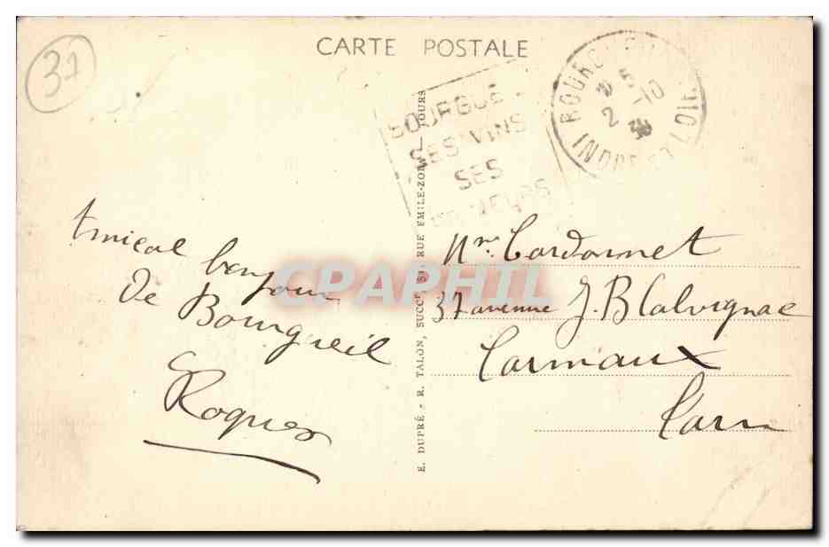 Bourgueil CPA Vue generale (cote Est) — Rückseite