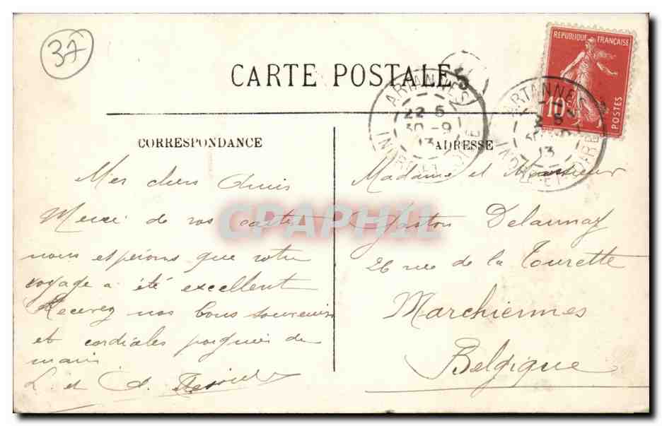 Artannes CPA Le grand pont l'indre et les iles — Rückseite