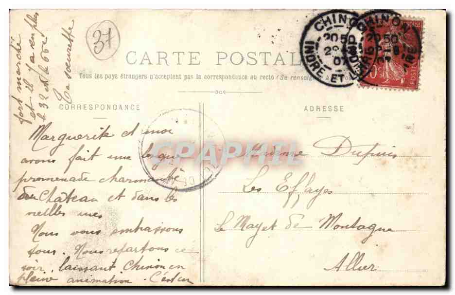 Chinon CPA Rue du grand Varroi — Rückseite