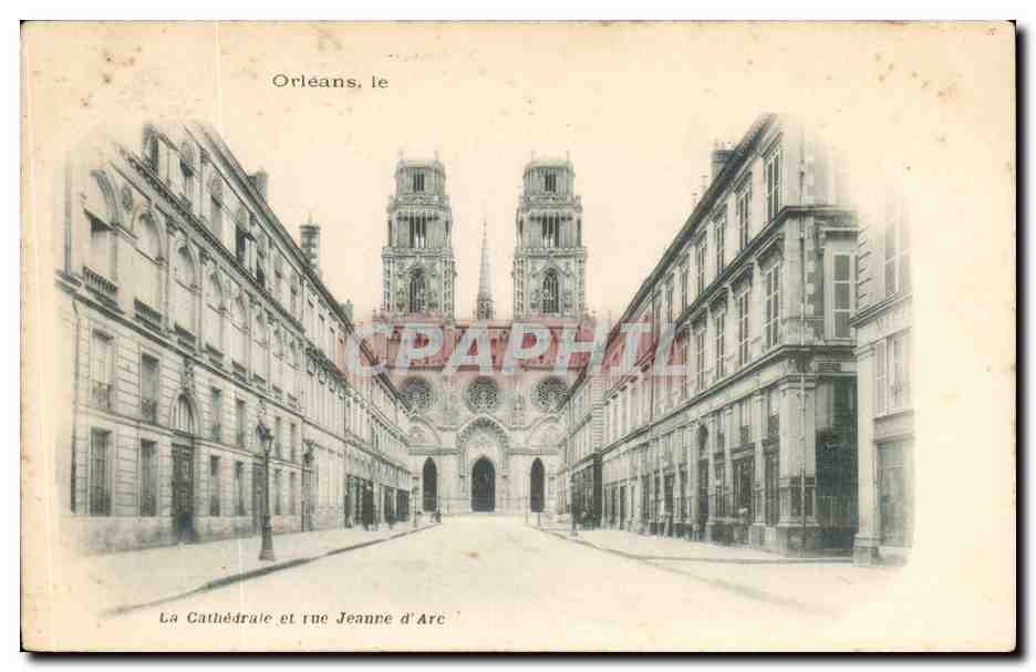 Orleans CPA Cathedrale et rue Jeanne d'arc