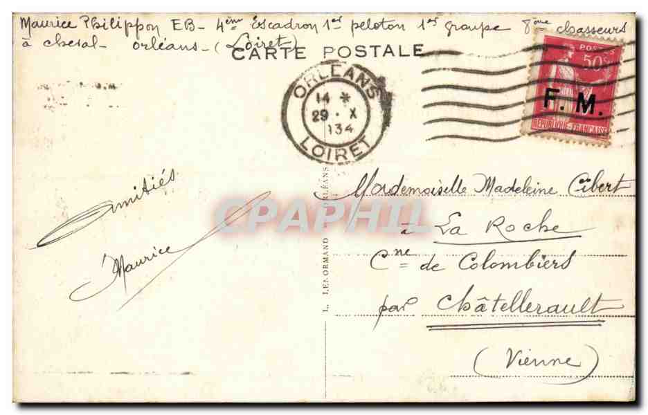 Orleans CPA La rue Jeanne d'arc — Verso