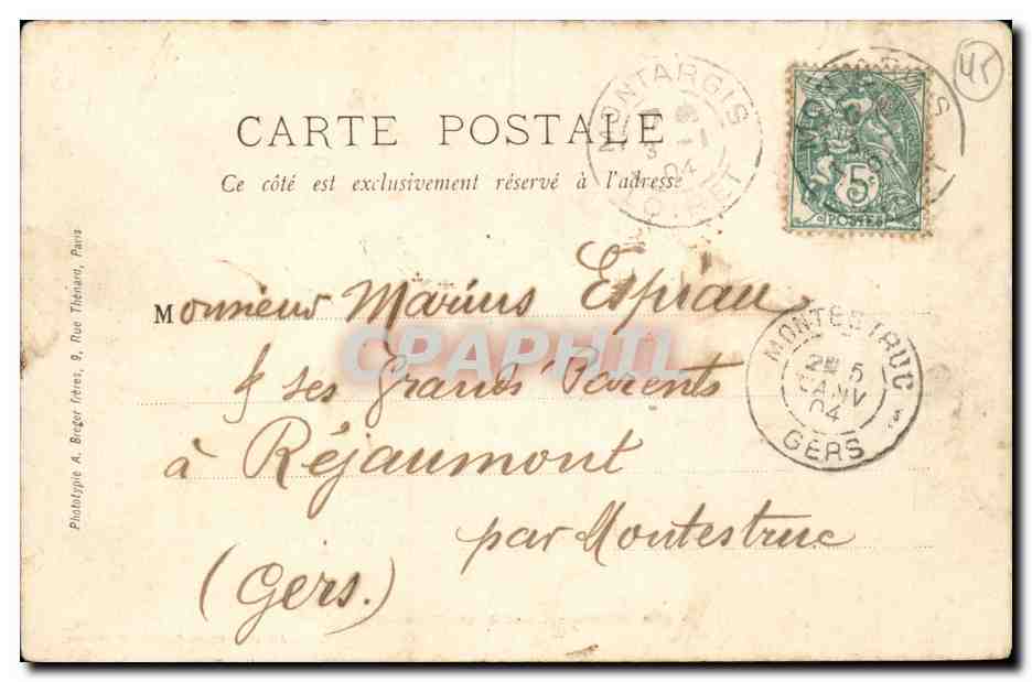 Montargis CPA Eglise Sainte madeleine — Rückseite