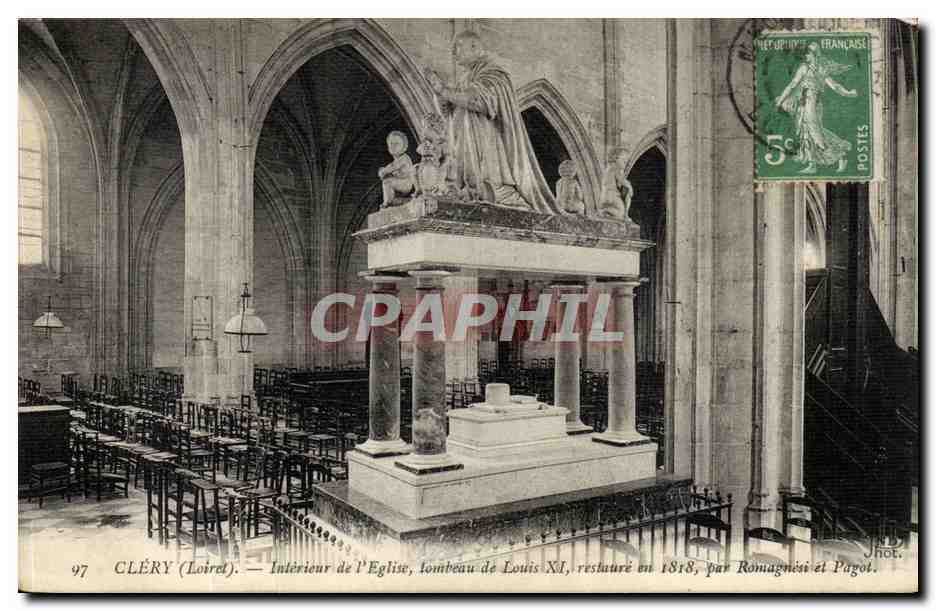 Cléry (Loiret) — Intérieur de l'Église, tombeau de Louis XI, restauré en 1818, par Romagnesi et Pagot.