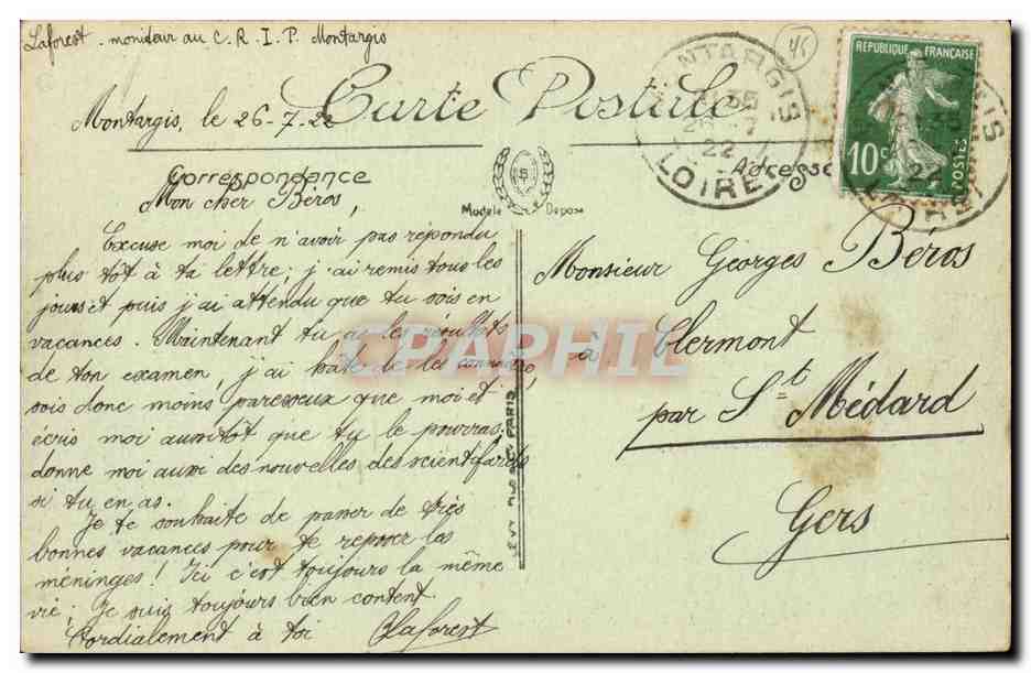 Montargis CPA La Caisse d'Epargne — Rückseite