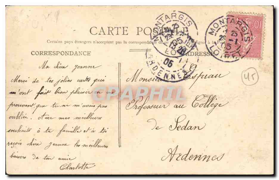 Montargis CPA Vue sur le canal — Rückseite