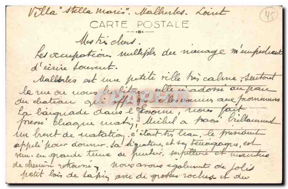 Malesherbes CPA Chateau — Rückseite
