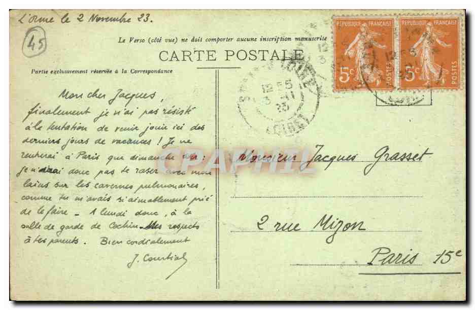 Sully sur Loire CPA le chateau Le pont de l'allee du parc — Rückseite