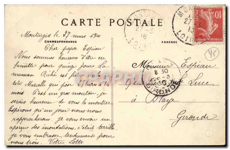 Montargis CPA Le Tivoli pendant la crue — Rückseite