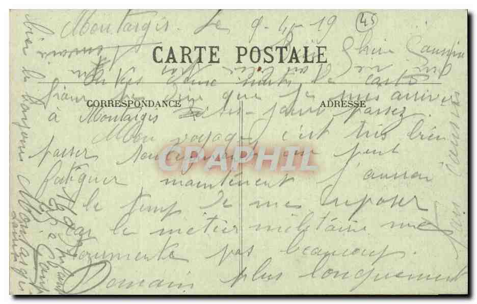 Montargis CPA Hotel de ville — Verso