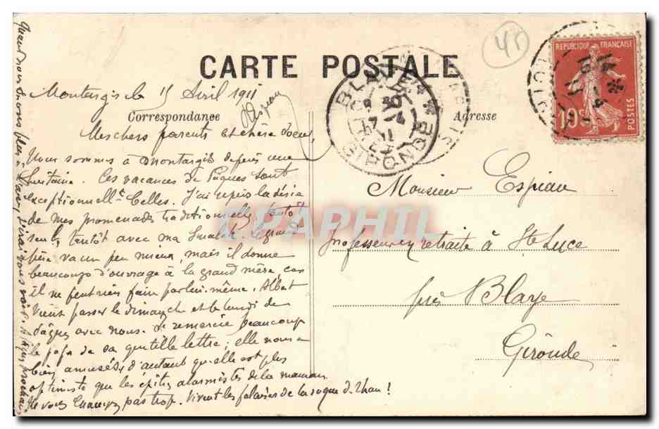 Montargis CPA L'eglise Sainte Madeleine La chaire — Rückseite