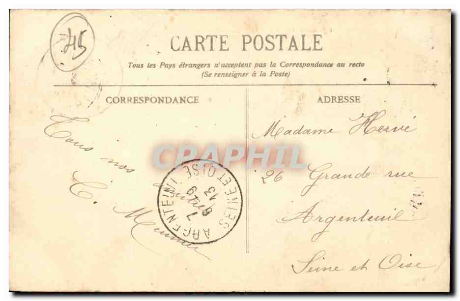 Ferrieres en Gatinais CPA Vue generale — Rückseite