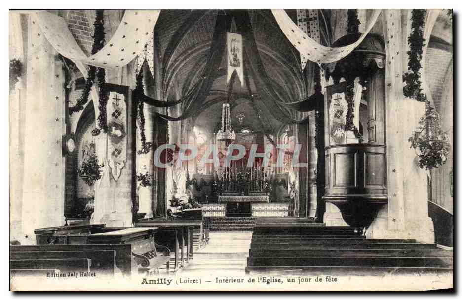Amilly CPA Interieur de l'eglise un jour de fete