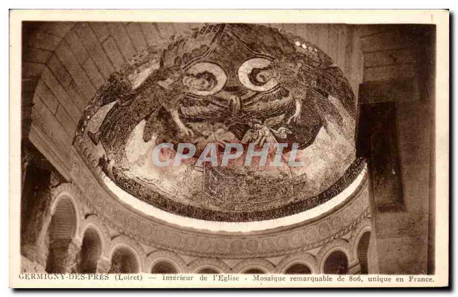Germigny-des-Prés (Loiret) — Intérieur de l'Église — Mosaïque remarquable de 806, unique en France.