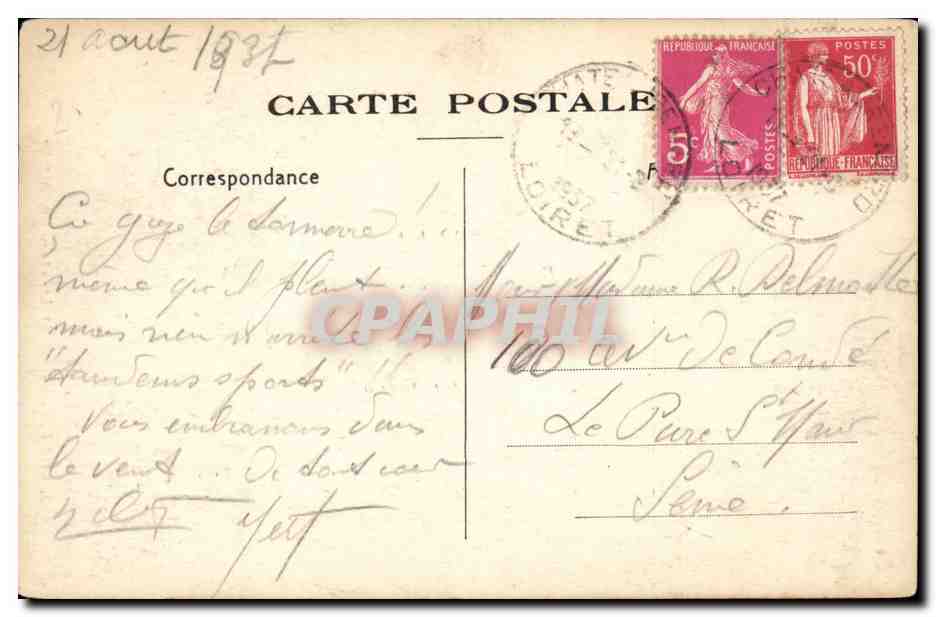 Château de Châteaurenard — Loiret — Cliché Photo-Films, Édit. Bouhaliier, n°2 — Verso