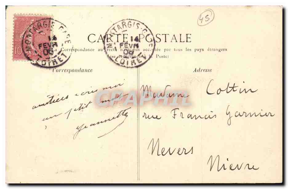 Montargis cPA Vue sur le Loing — Rückseite