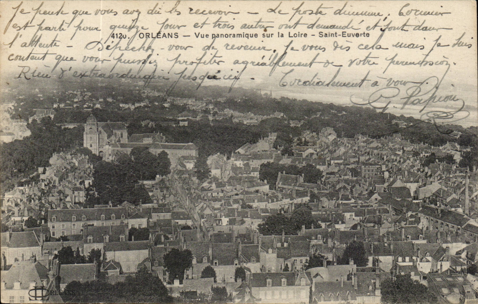 Orleans CPA Vue panoramique sur la Loire Saint Euverte